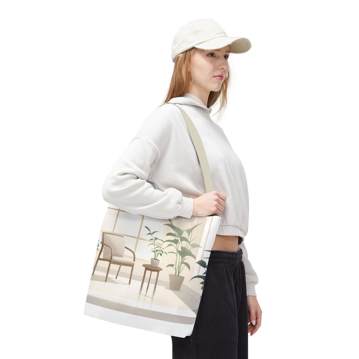 Cozy Home Vibe Tote Bag - Aesthetic Plant Design for Everyday Use