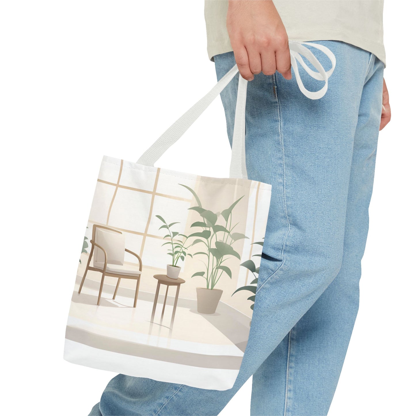 Cozy Home Vibe Tote Bag - Aesthetic Plant Design for Everyday Use