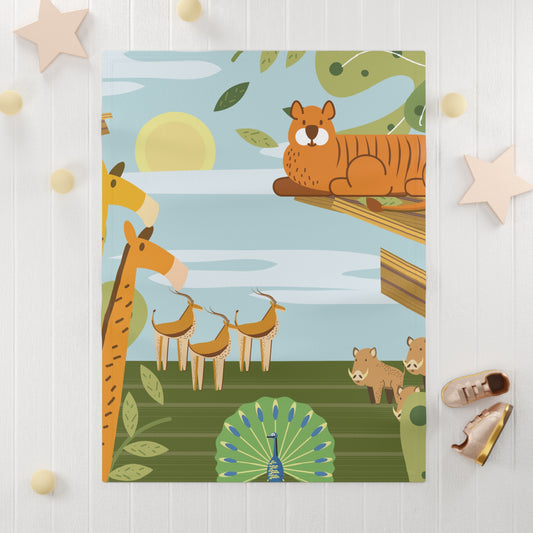 Adorable Animal Safari Soft Fleece Baby Blanket