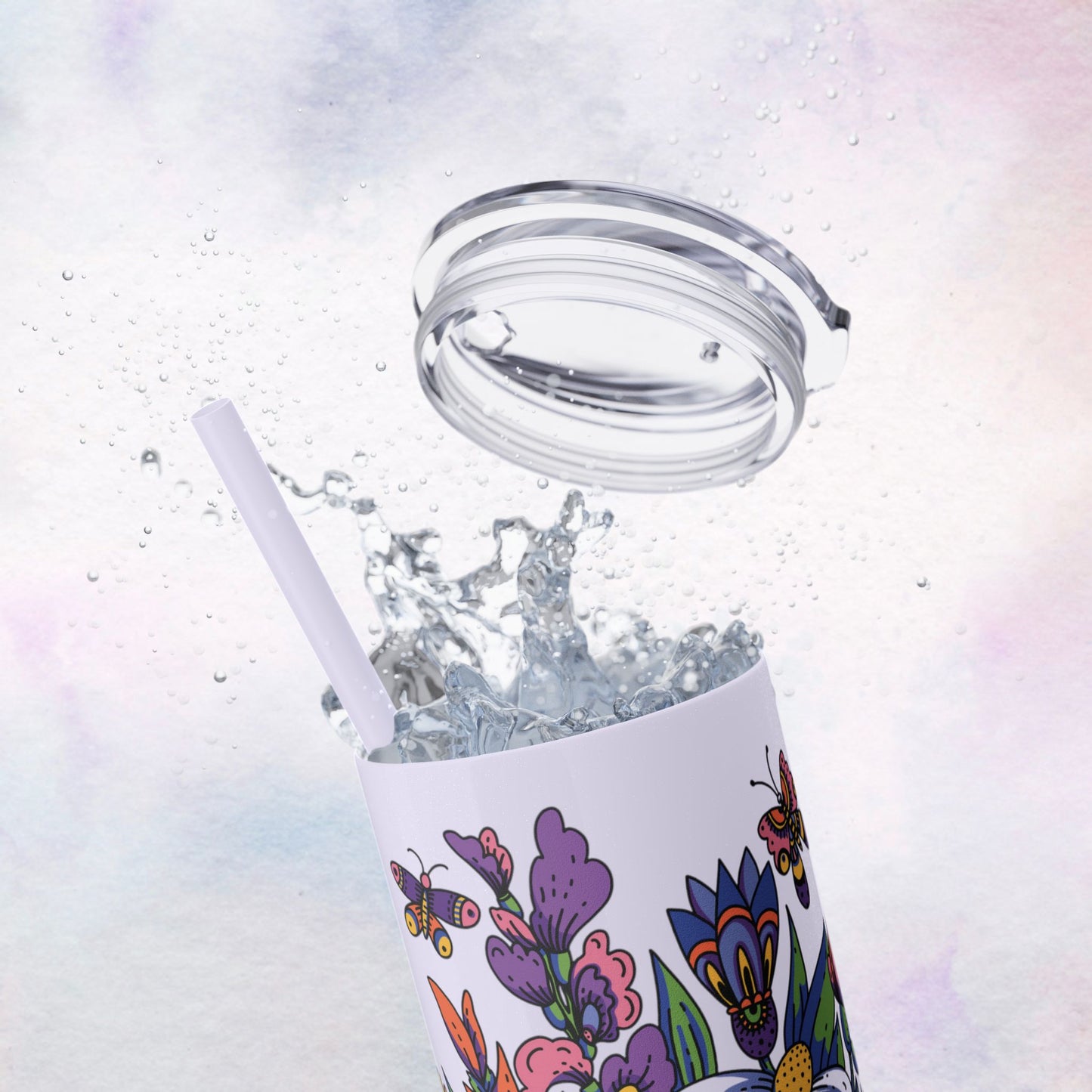 Summer Garden 20oz Skinny Tumbler with Straw