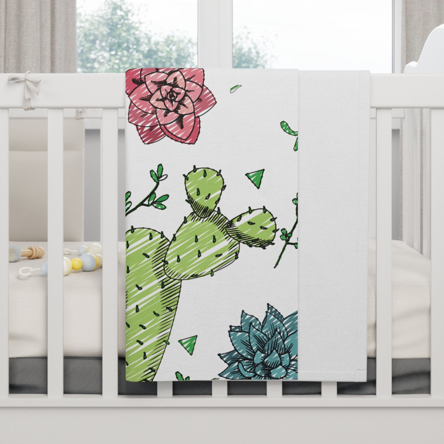 Whimsical Cactus Soft Fleece Baby Blanket