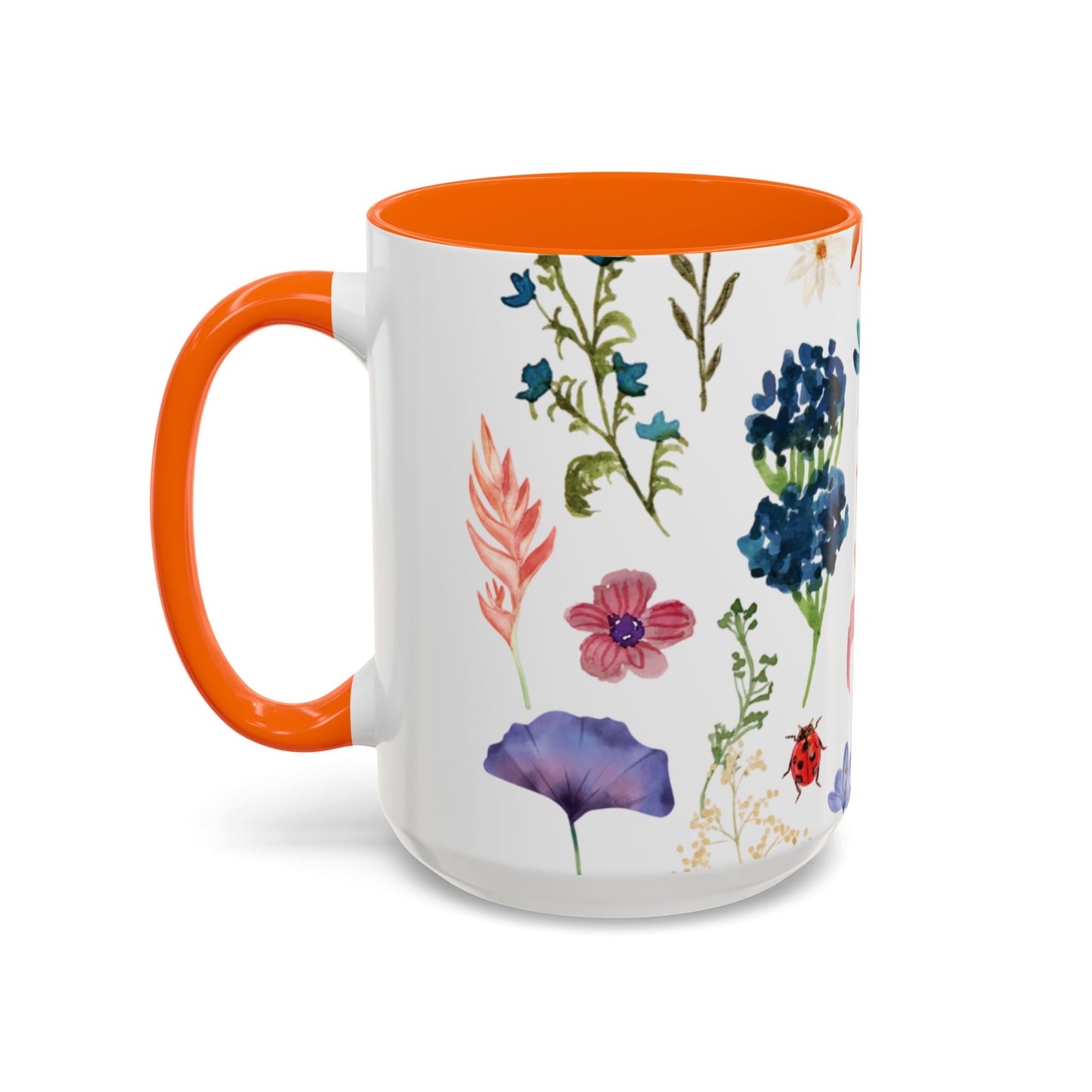 Floral Accent Coffee Mug - Ceramic Drinkware, Flower Mug for Tea Lovers, Gifts for Her, Home Decor, Spring Celebration
