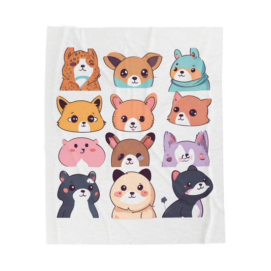 Cute Animal Plush Blanket - Cozy Velveteen Throw for Kids & Animal Lovers