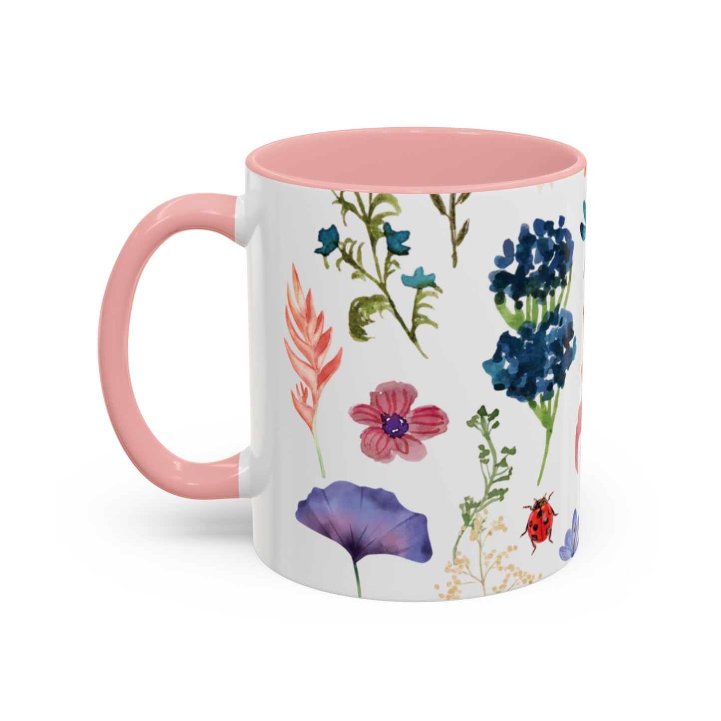 Floral Accent Coffee Mug - Ceramic Drinkware, Flower Mug for Tea Lovers, Gifts for Her, Home Decor, Spring Celebration