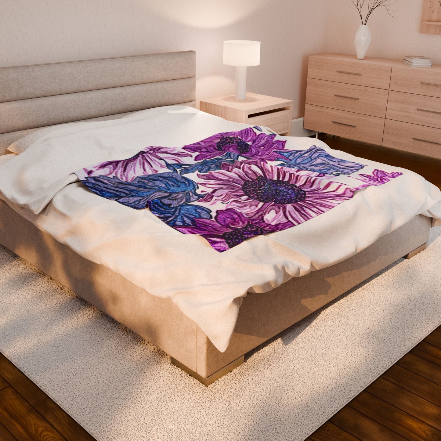 Cozy Floral Velveteen Plush Blanket - Perfect for Home Decor & Gifts