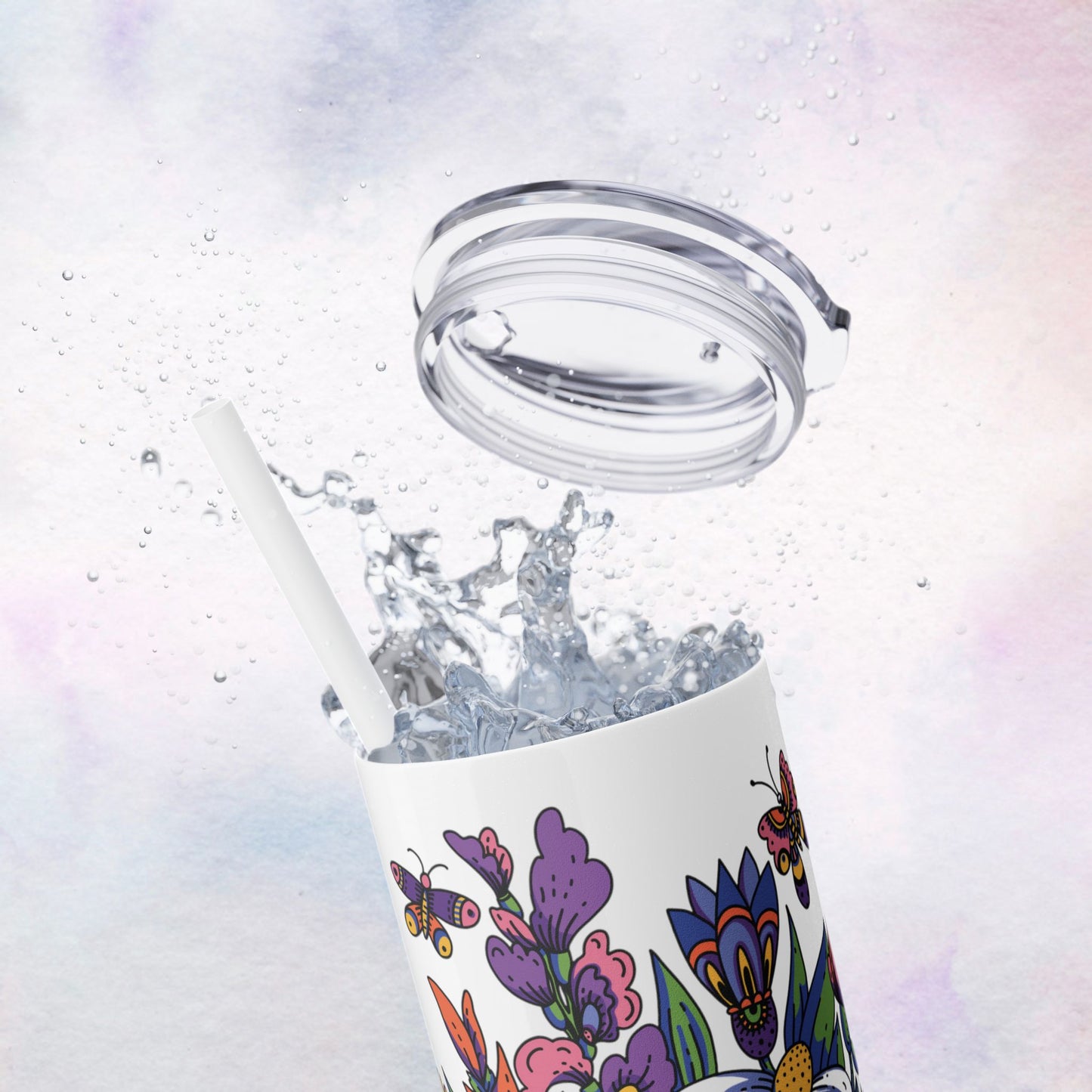 Summer Garden 20oz Skinny Tumbler with Straw