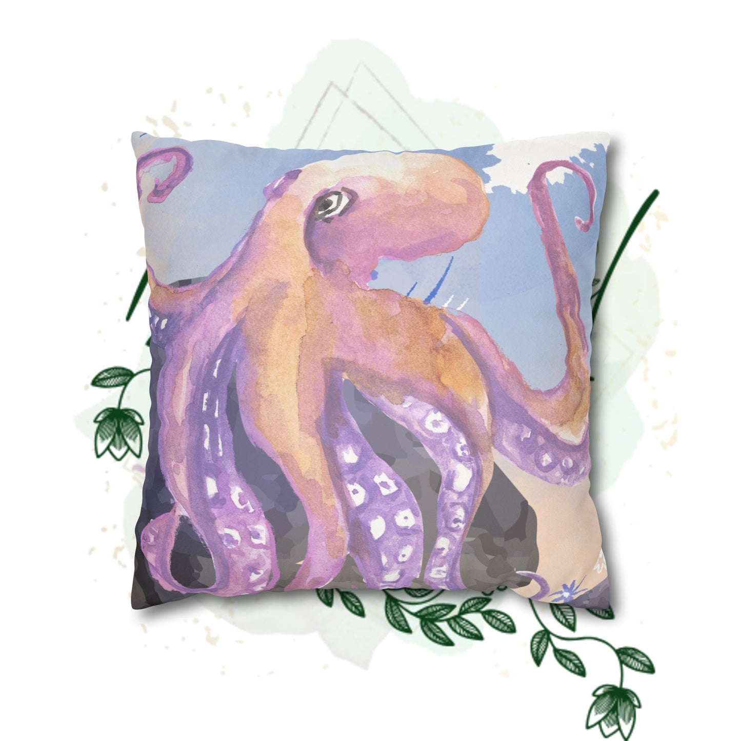 Wild & Wonder faux Suede Square Pillowcase, Octopus