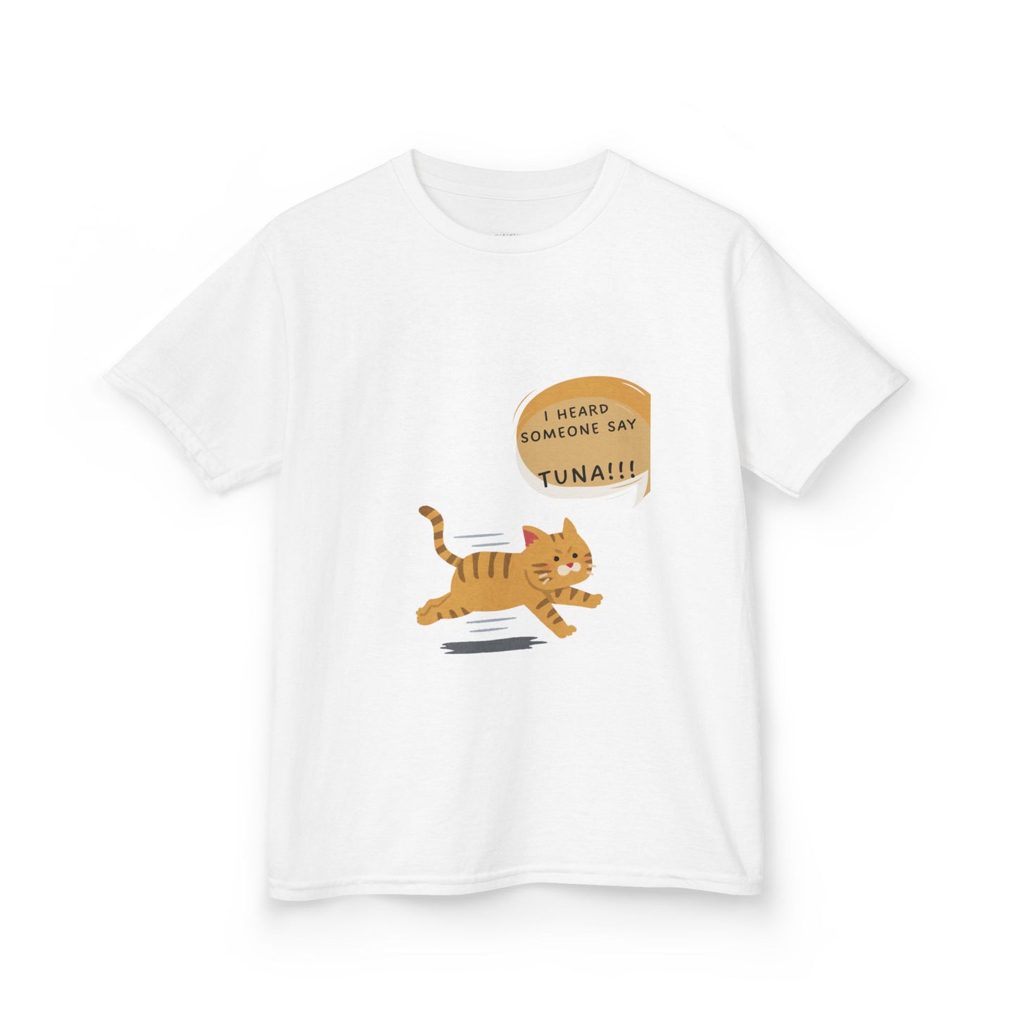 Funny Kids Tee - "I Heard Someone Say TUNA!!!" - Playful Cat Design