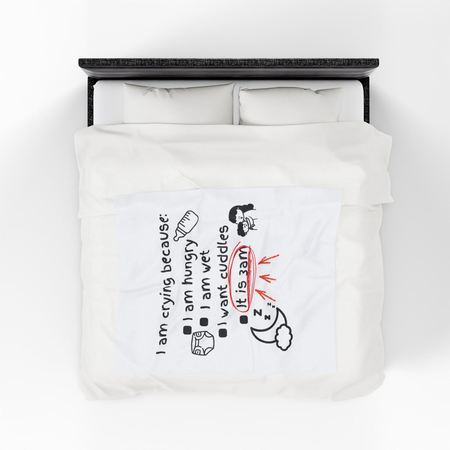 Cute Baby Cuddle Blanket – "I Am Crying Because..." Velveteen Plush Throw for New Parents