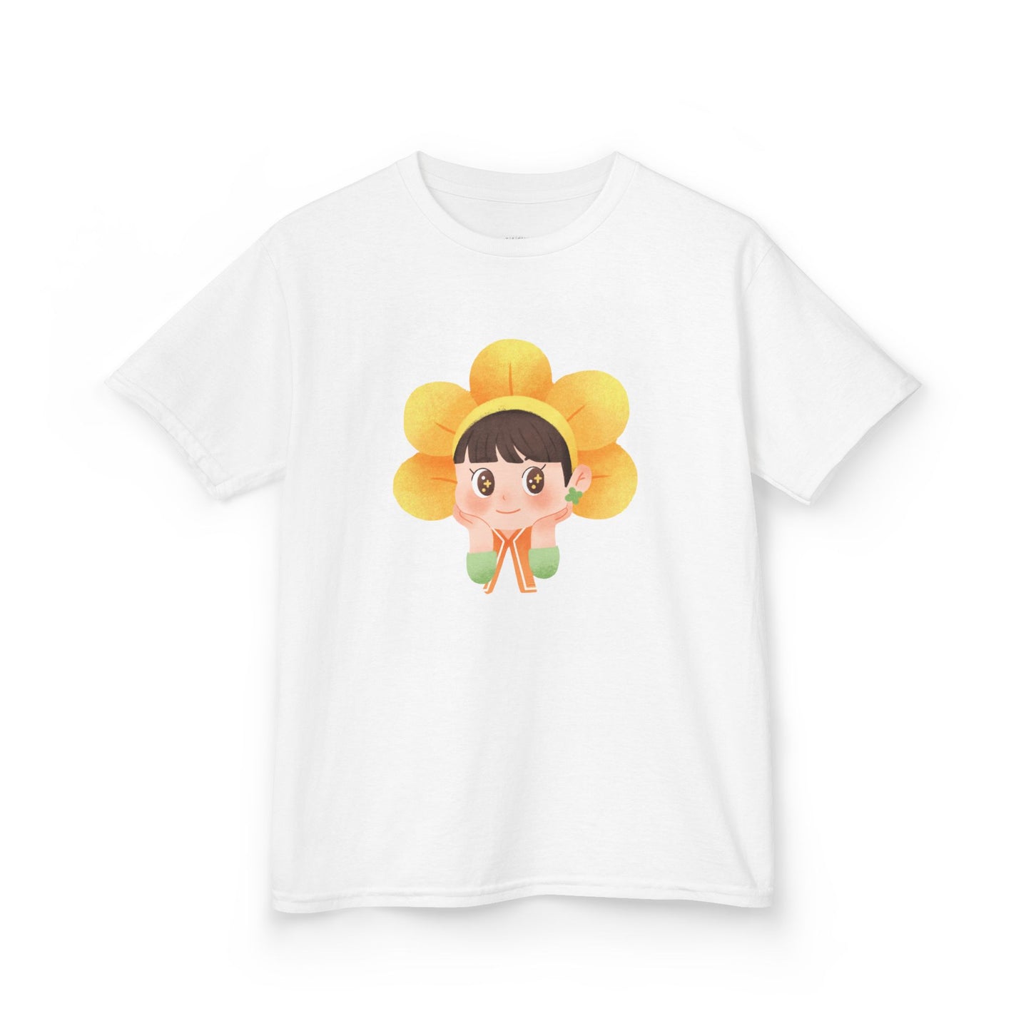Cute Flower Girl Kids Heavy Cotton Tee - Adorable Spring Design for Playtime