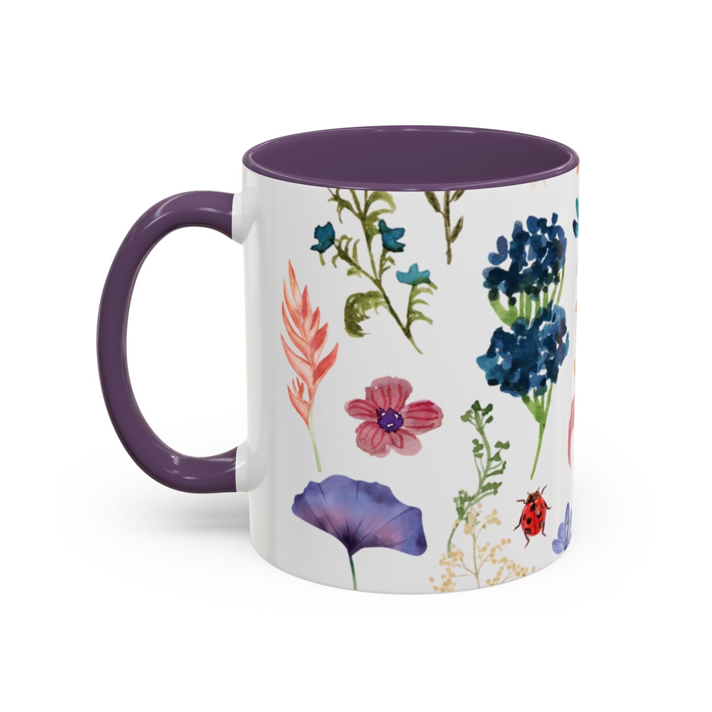 Floral Accent Coffee Mug - Ceramic Drinkware, Flower Mug for Tea Lovers, Gifts for Her, Home Decor, Spring Celebration