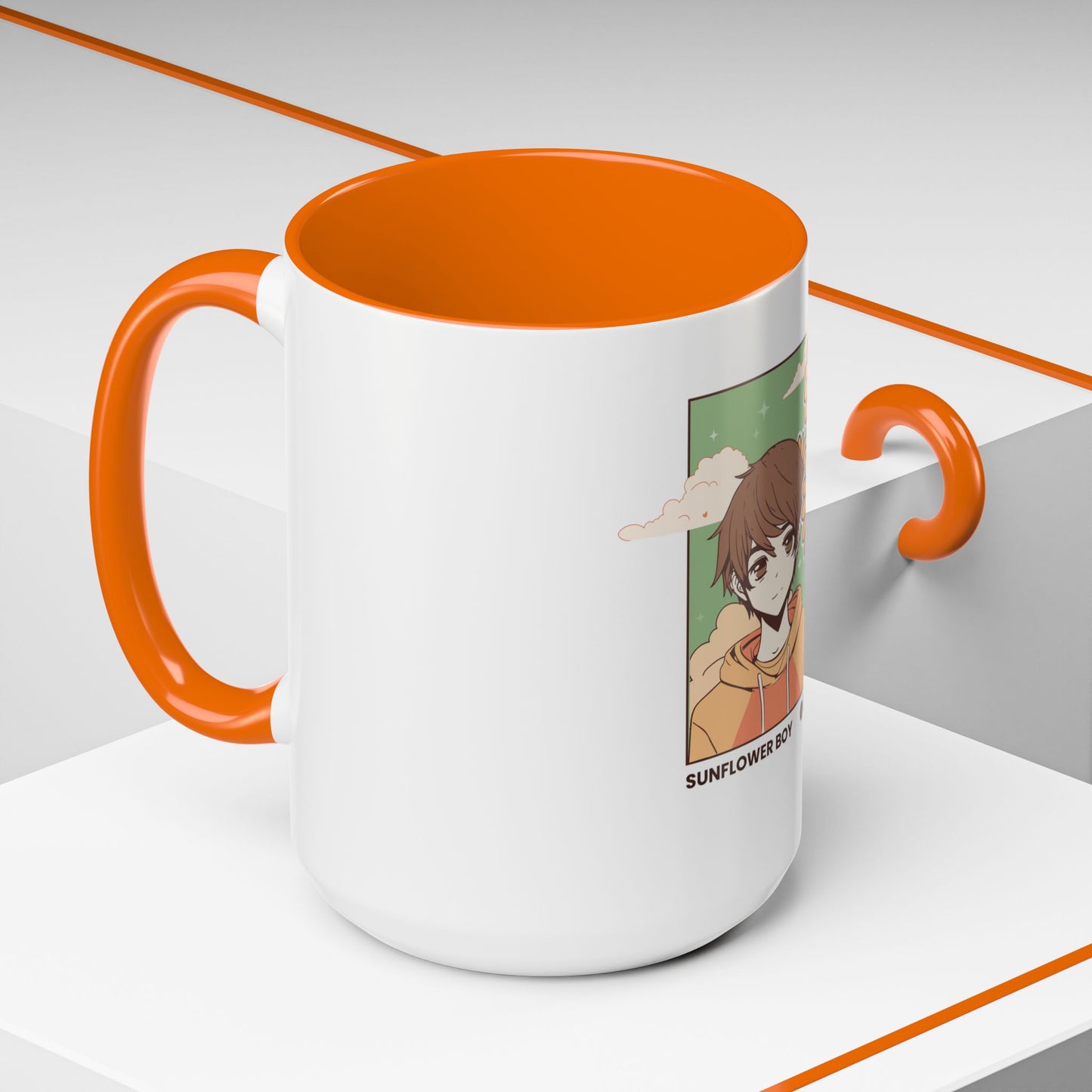 Sunflower Boy Accent Coffee Mug – 11oz & 15oz – Perfect Gift for Nature Lovers