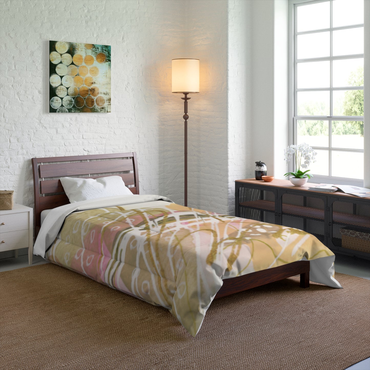 Abstract Boho Comforter Set, Cozy Bedding for Relaxing Home Vibes