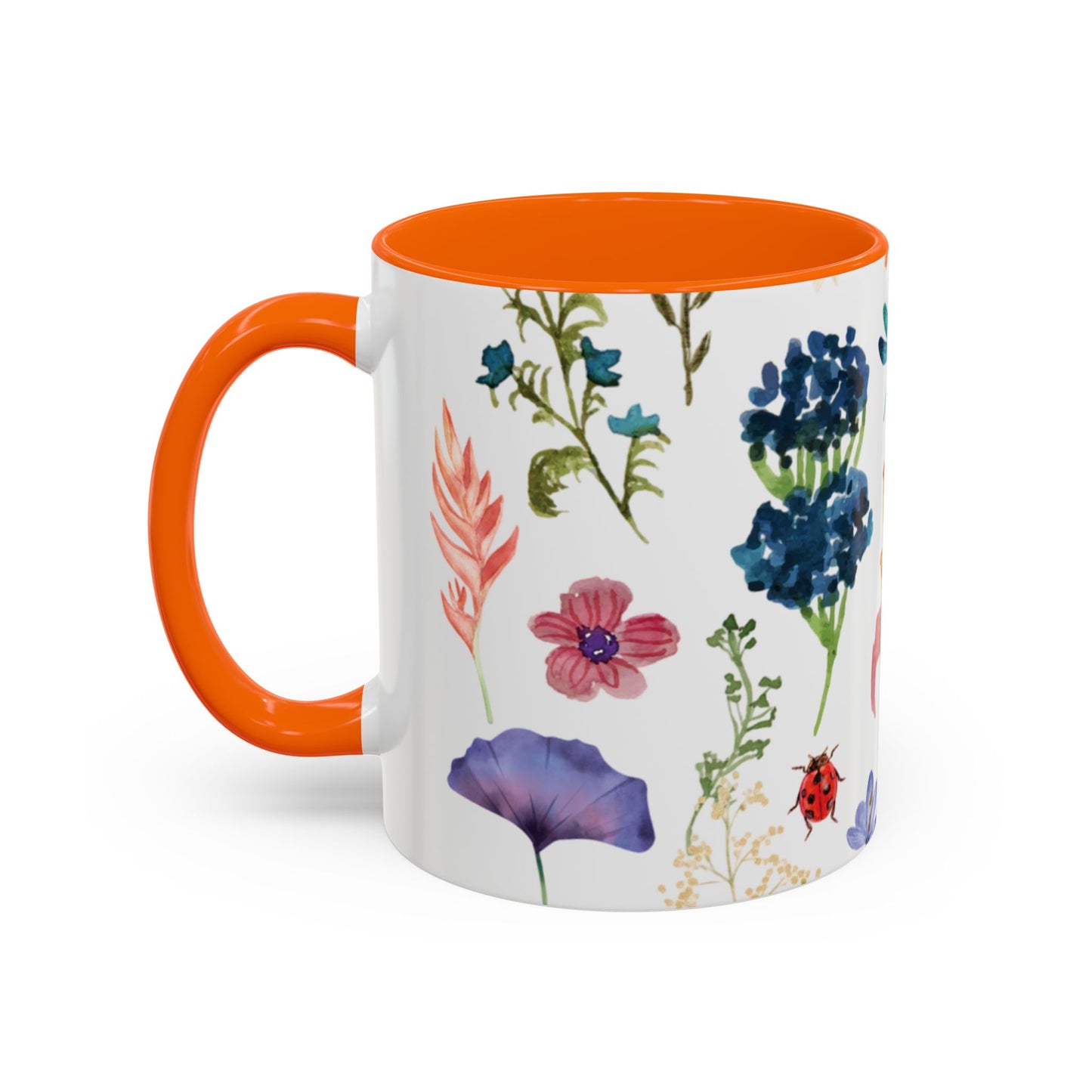 Floral Accent Coffee Mug - Ceramic Drinkware, Flower Mug for Tea Lovers, Gifts for Her, Home Decor, Spring Celebration