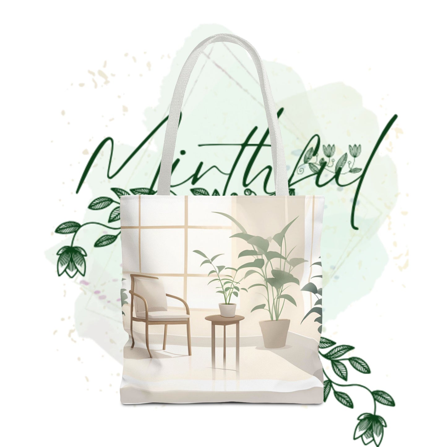 Cozy Home Vibe Tote Bag - Aesthetic Plant Design for Everyday Use