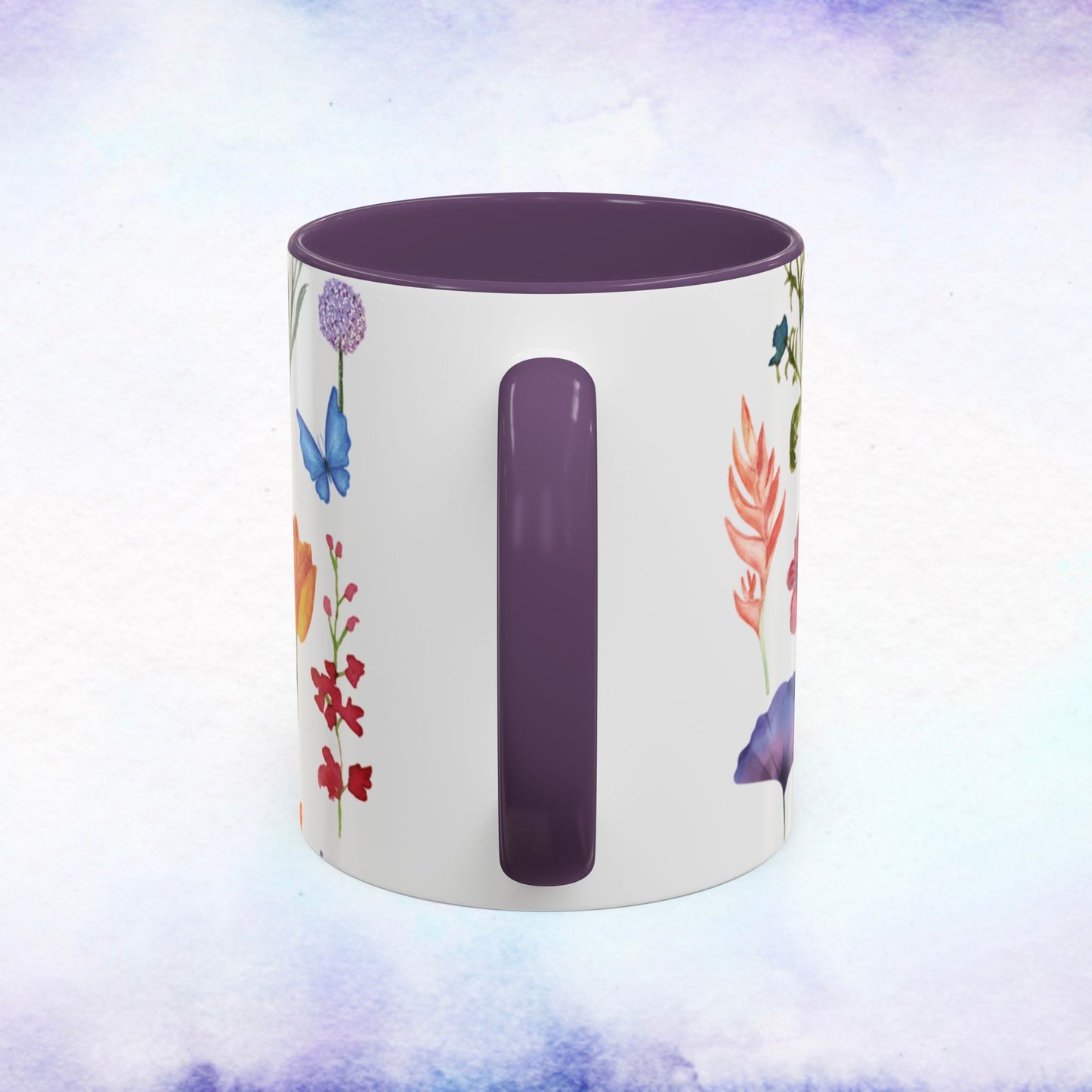 Floral Accent Coffee Mug - Ceramic Drinkware, Flower Mug for Tea Lovers, Gifts for Her, Home Decor, Spring Celebration