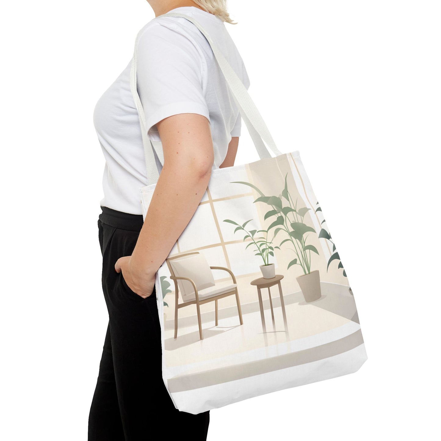 Cozy Home Vibe Tote Bag - Aesthetic Plant Design for Everyday Use
