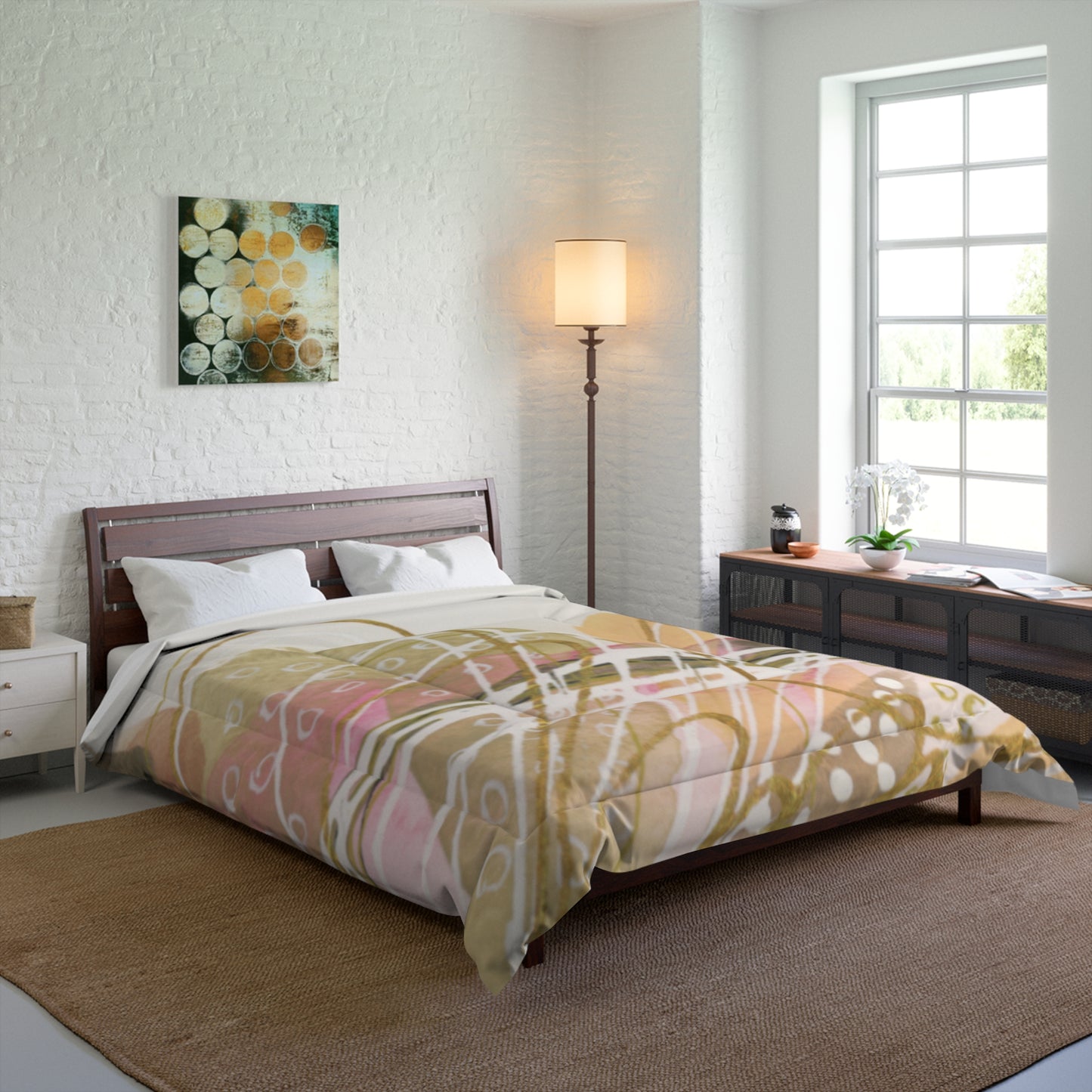 Abstract Boho Comforter Set, Cozy Bedding for Relaxing Home Vibes