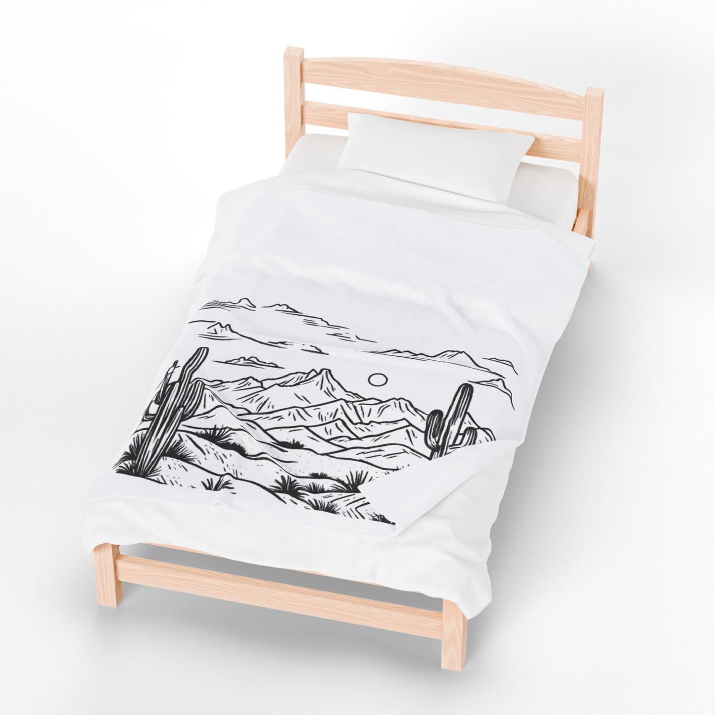 Yeehaw Corral Velveteen Plush Blanket - Desert Landscape