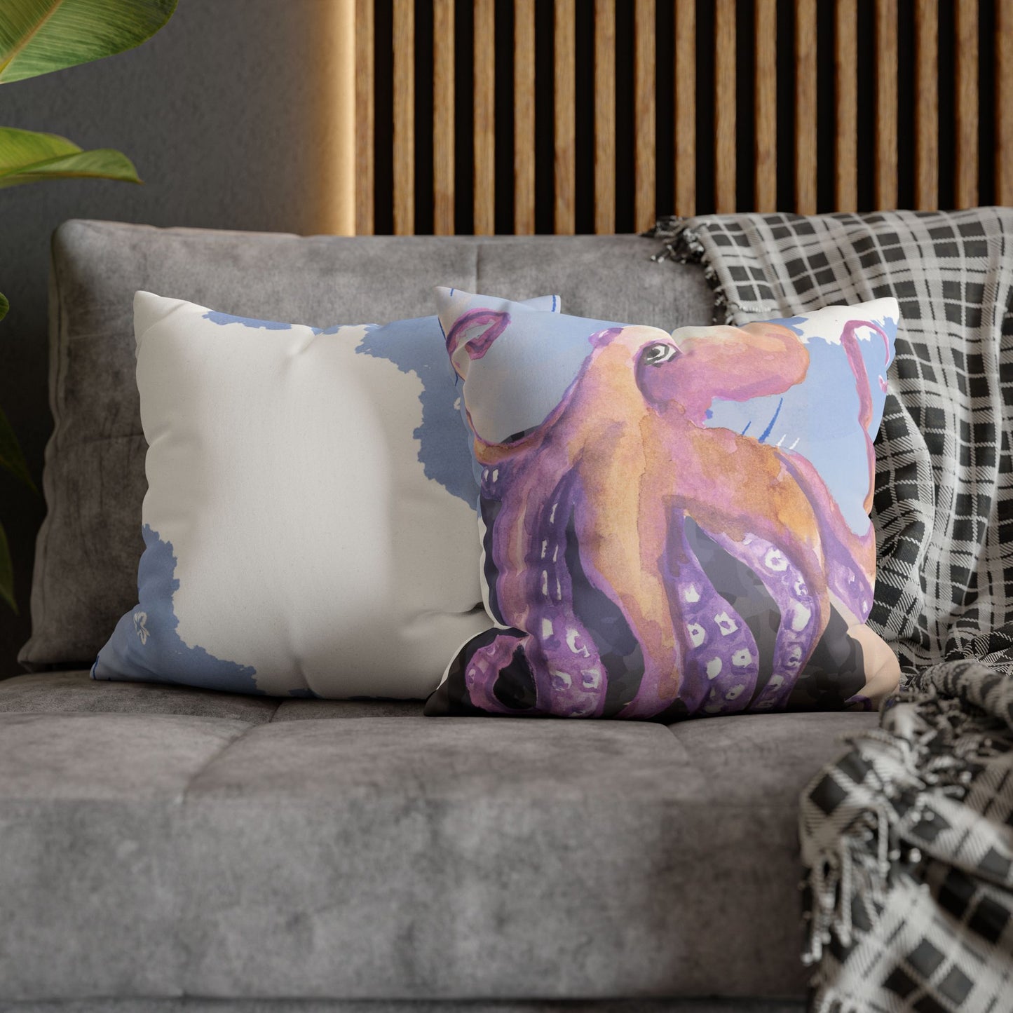 Wild & Wonder faux Suede Square Pillowcase, Octopus