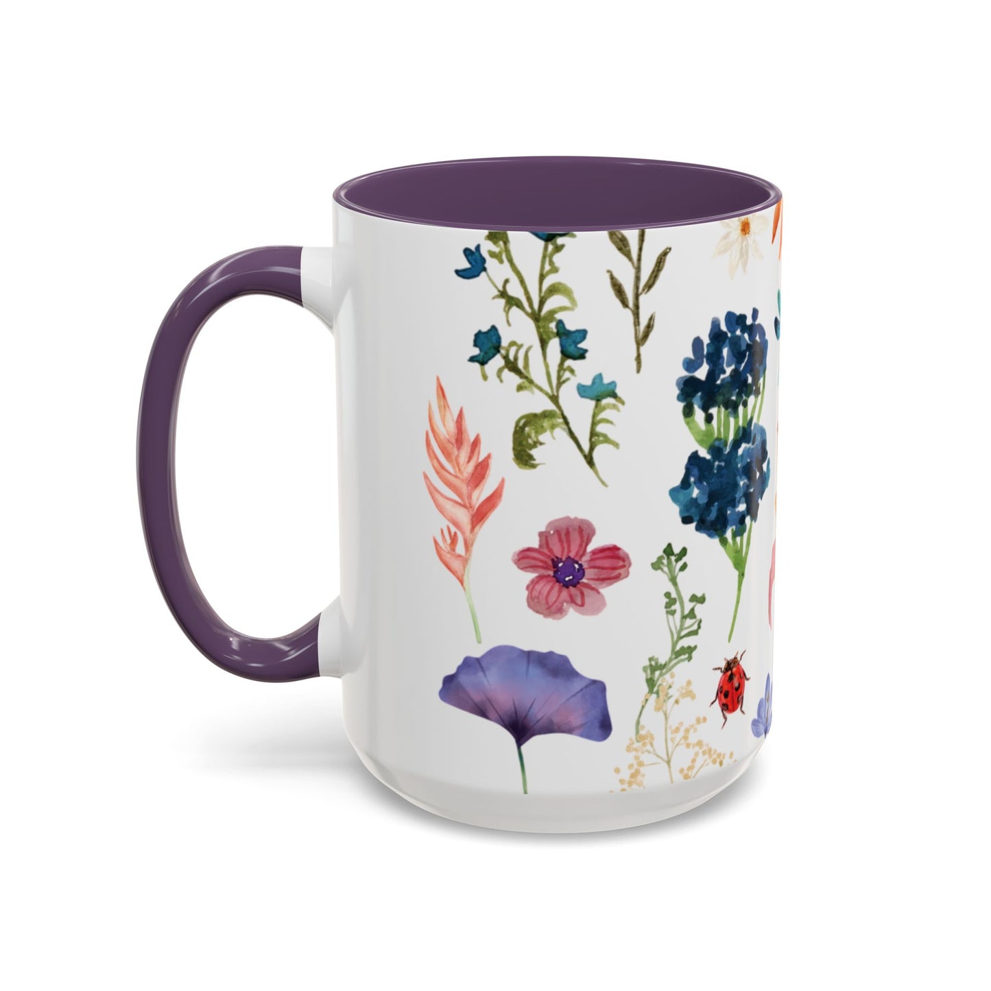 Floral Accent Coffee Mug - Ceramic Drinkware, Flower Mug for Tea Lovers, Gifts for Her, Home Decor, Spring Celebration