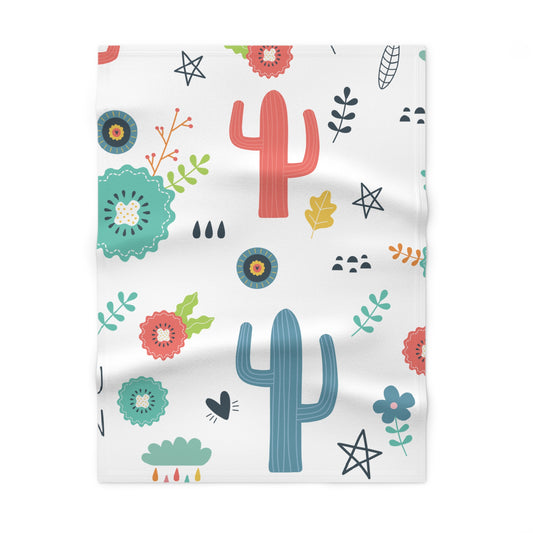 Whimsical Floral Cactus Baby Blanket