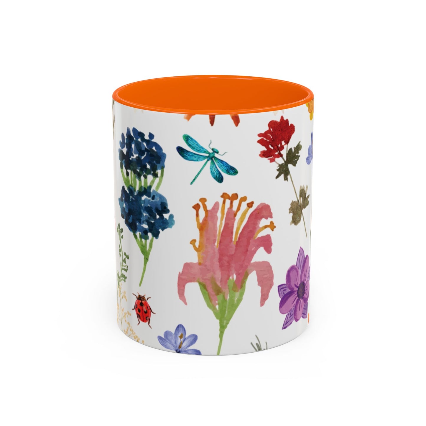 Floral Accent Coffee Mug - Ceramic Drinkware, Flower Mug for Tea Lovers, Gifts for Her, Home Decor, Spring Celebration