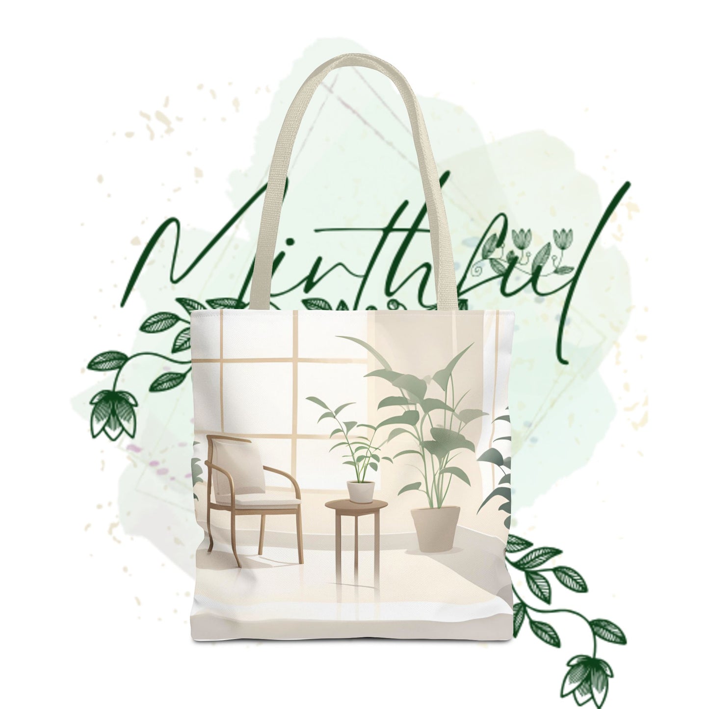 Cozy Home Vibe Tote Bag - Aesthetic Plant Design for Everyday Use
