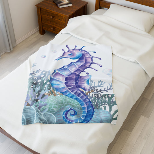 Wild & Wonder, Seahorse Velveteen Plush Blanket