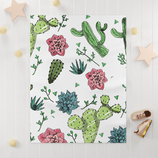 Whimsical Cactus Soft Fleece Baby Blanket