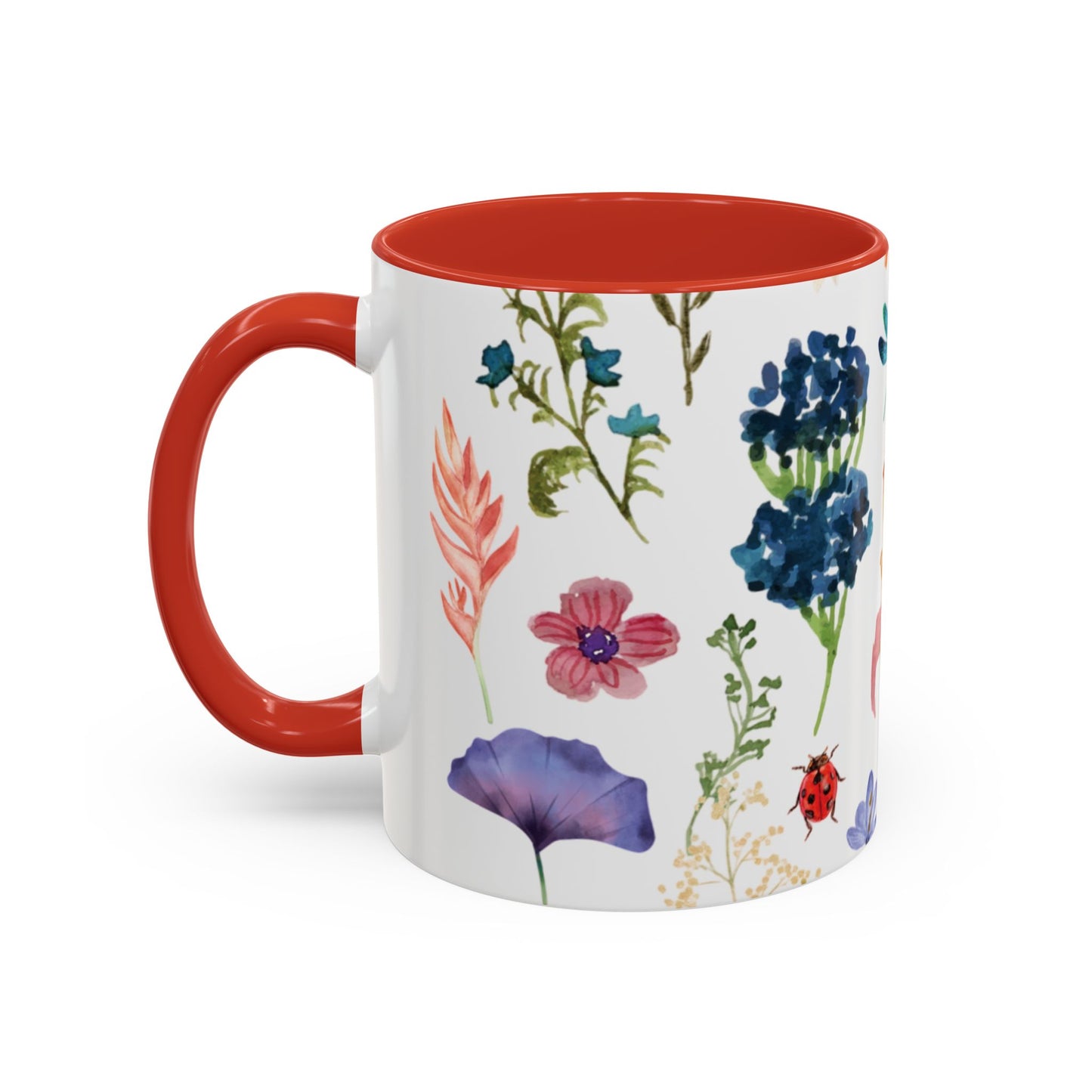 Floral Accent Coffee Mug - Ceramic Drinkware, Flower Mug for Tea Lovers, Gifts for Her, Home Decor, Spring Celebration
