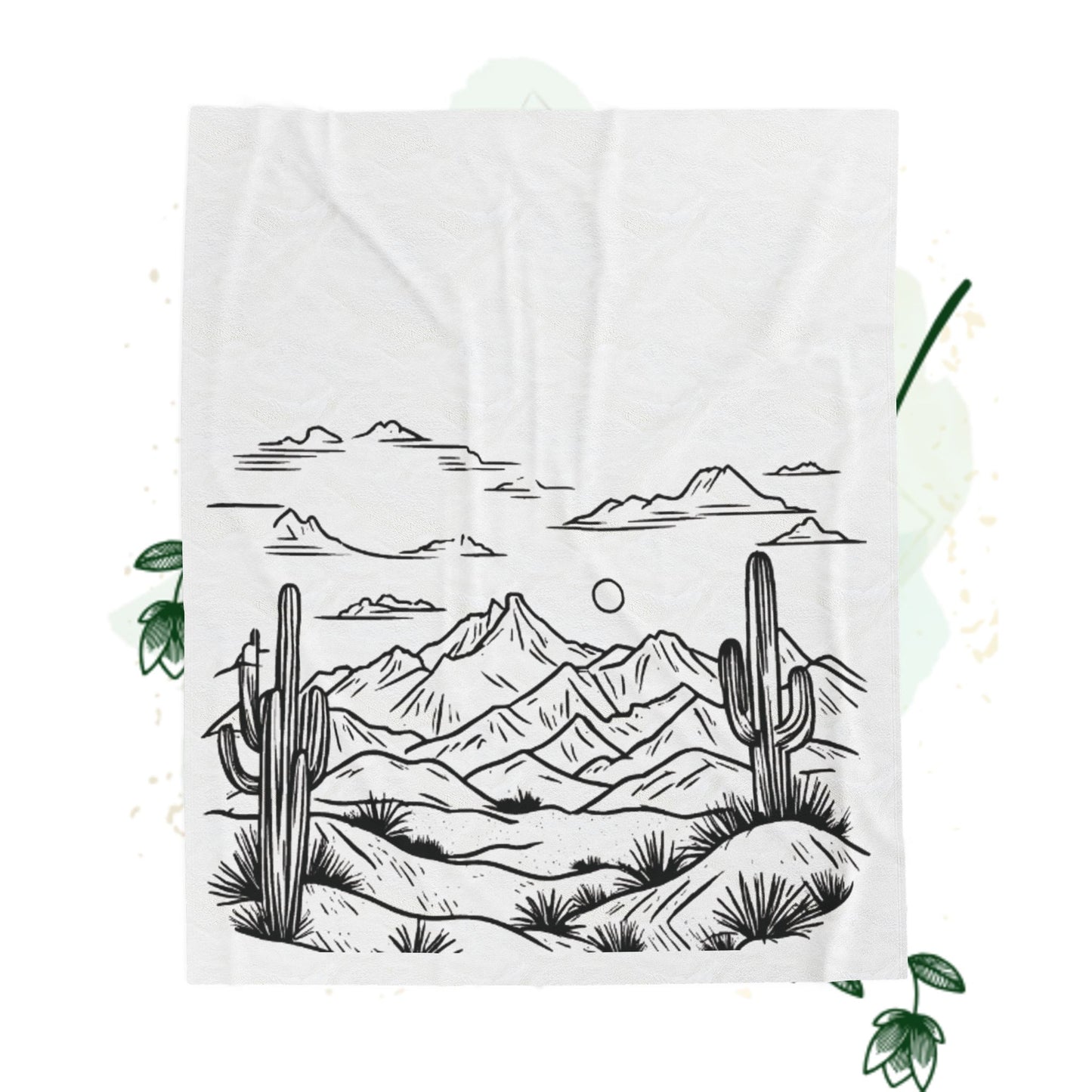 Yeehaw Corral Velveteen Plush Blanket - Desert Landscape
