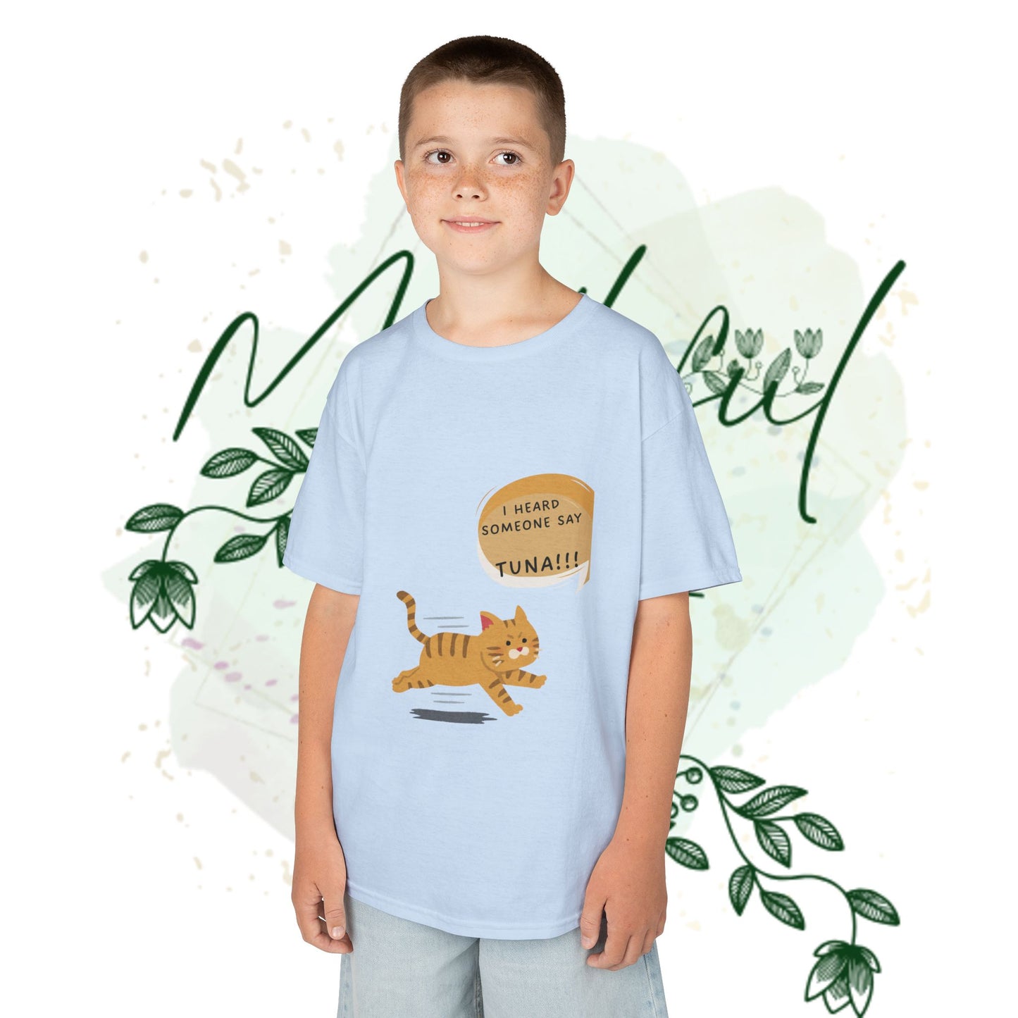 Funny Kids Tee - "I Heard Someone Say TUNA!!!" - Playful Cat Design