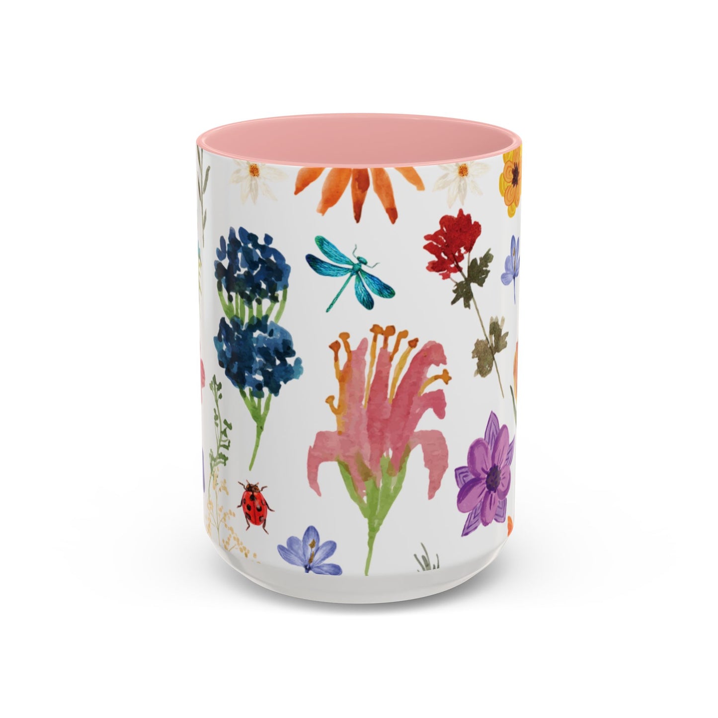 Floral Accent Coffee Mug - Ceramic Drinkware, Flower Mug for Tea Lovers, Gifts for Her, Home Decor, Spring Celebration