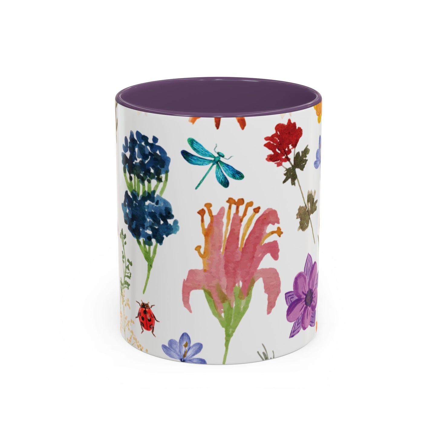 Floral Accent Coffee Mug - Ceramic Drinkware, Flower Mug for Tea Lovers, Gifts for Her, Home Decor, Spring Celebration