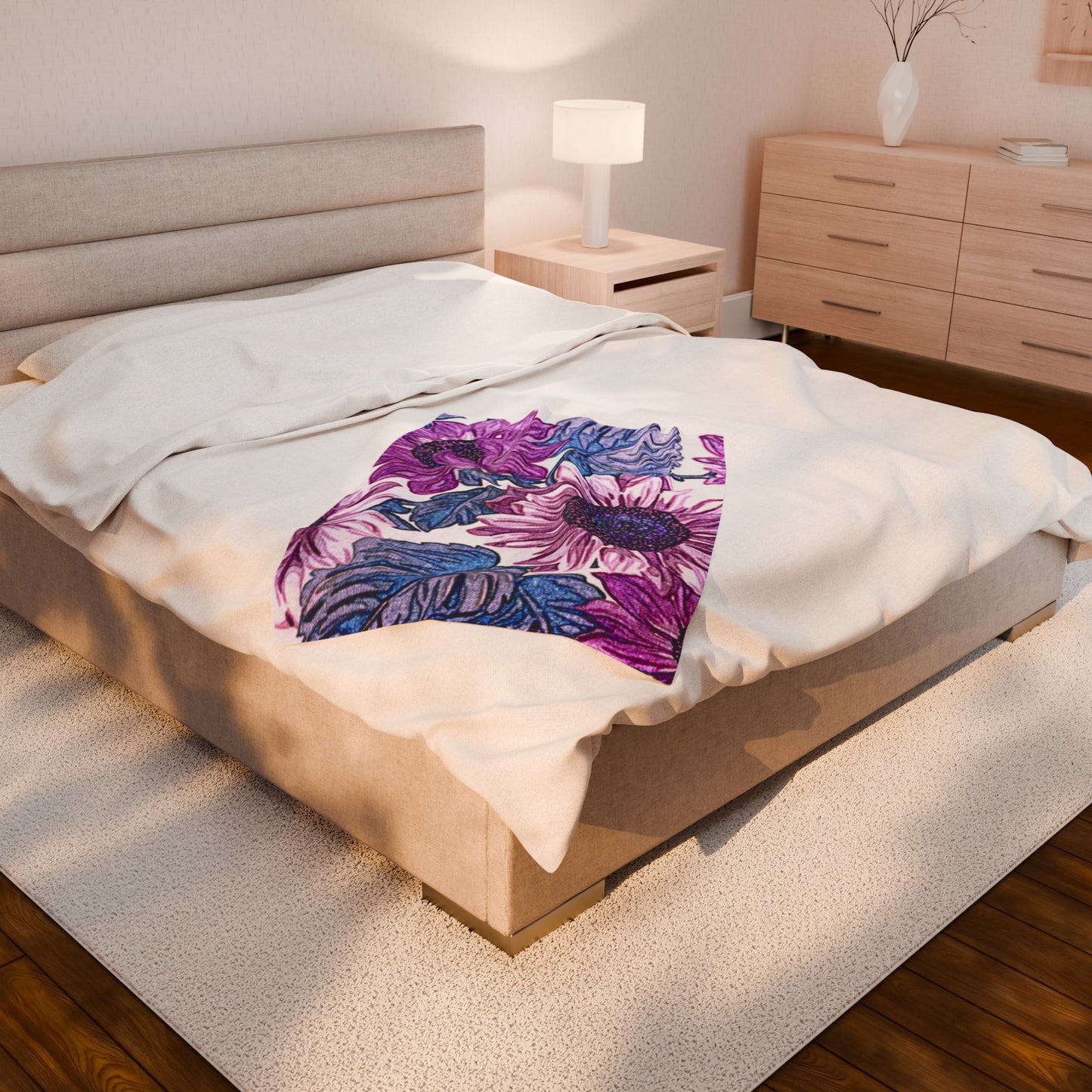 Cozy Floral Velveteen Plush Blanket - Perfect for Home Decor & Gifts