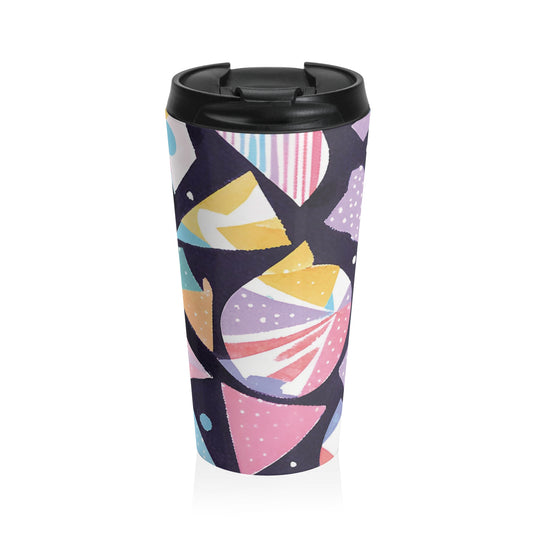 Colorful Geometric Stainless Steel Travel Mug - Perfect for On-the-Go Coffee Lovers