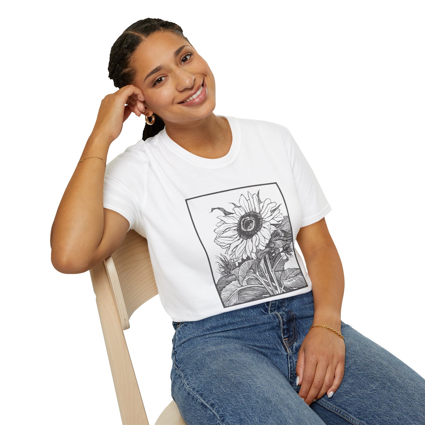 Homeland Sunflower Unisex Softstyle T-Shirt – Nature Inspired Floral Tee
