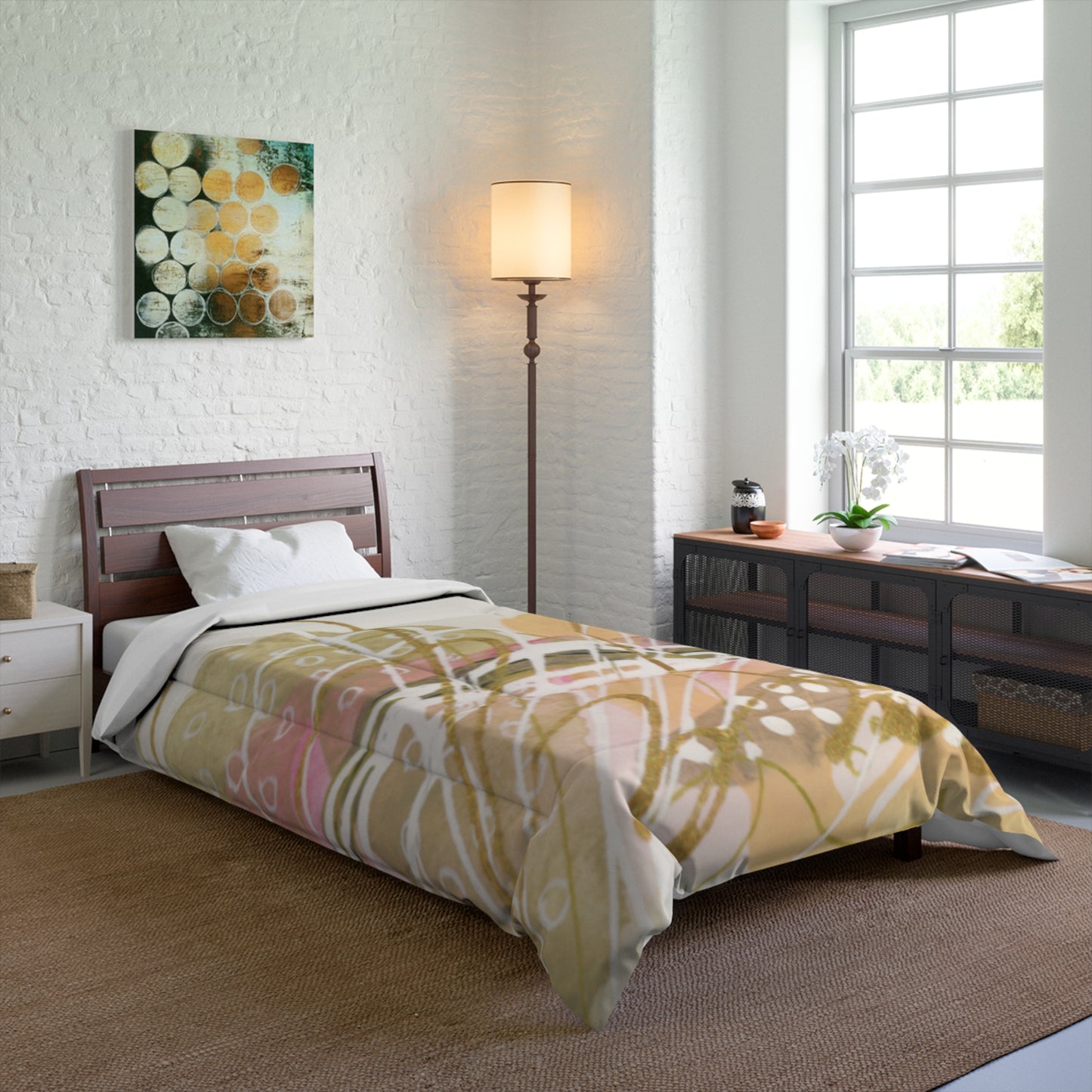 Abstract Boho Comforter Set, Cozy Bedding for Relaxing Home Vibes