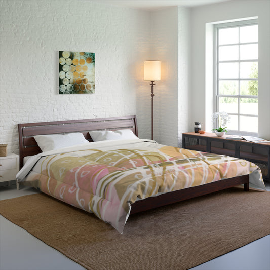 Abstract Boho Comforter Set, Cozy Bedding for Relaxing Home Vibes
