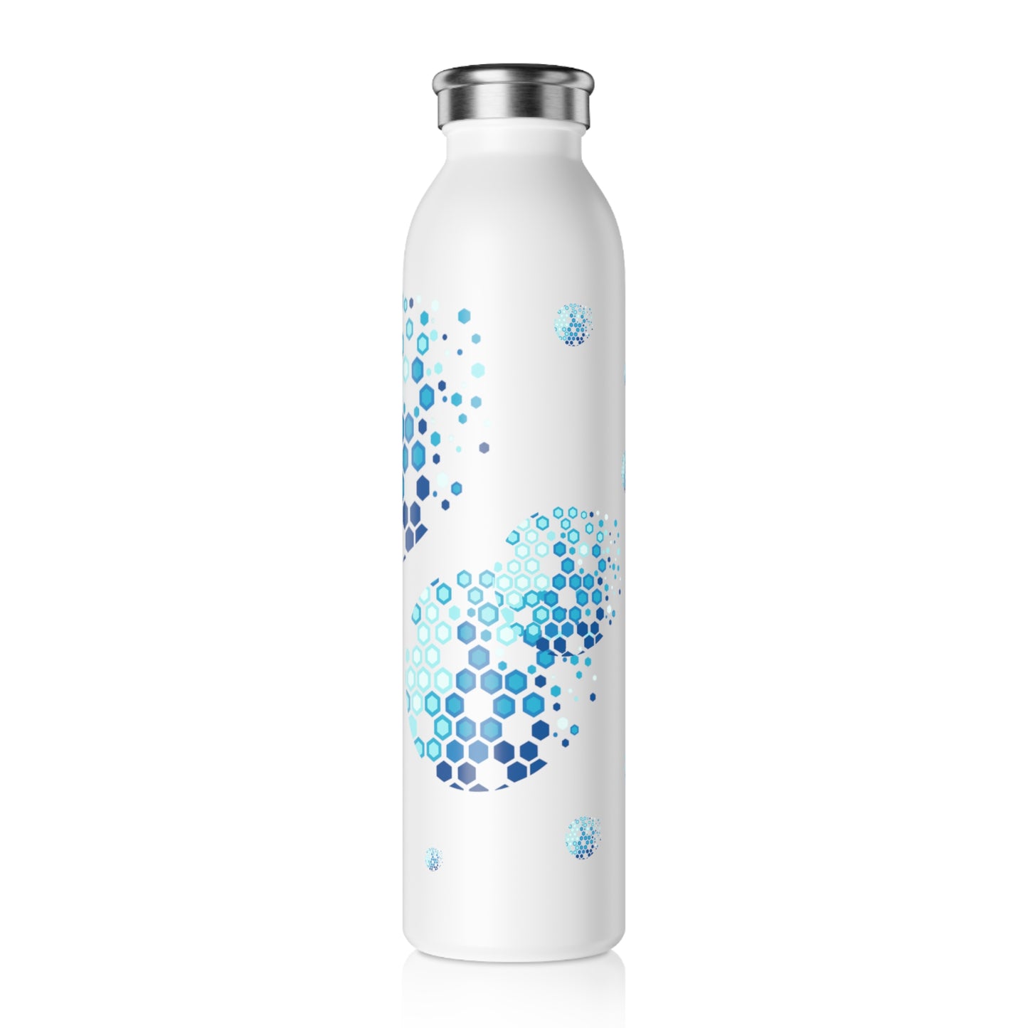 Aqua Hexagon Slim Water Bottle - Reusable Stainless Steel Hydration Bottle