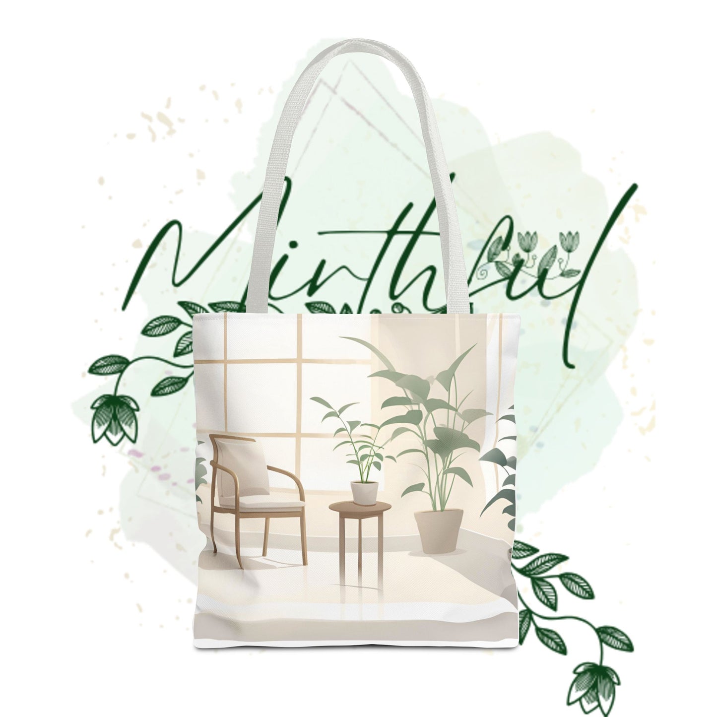 Cozy Home Vibe Tote Bag - Aesthetic Plant Design for Everyday Use