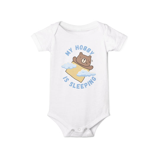 Cute Infant Jersey One Piece - 'My Hobby is Sleeping' Design