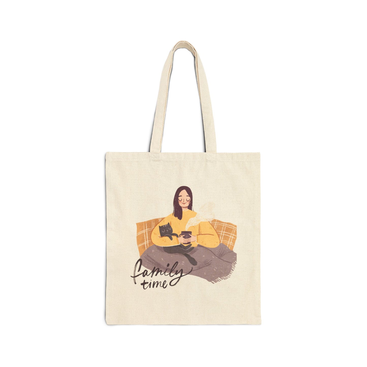 Family Time Cotton Canvas Tote Bag - Perfect for Cozy Days