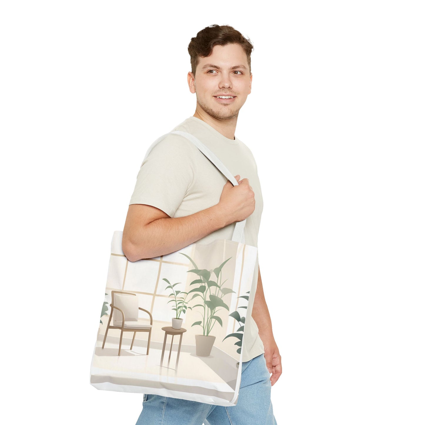 Cozy Home Vibe Tote Bag - Aesthetic Plant Design for Everyday Use
