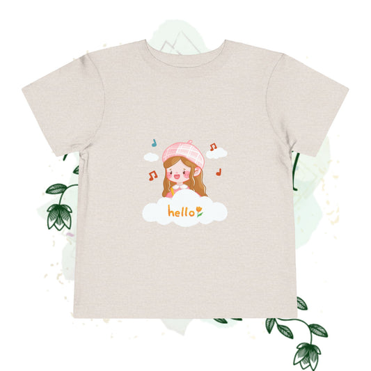 Toddler Short Sleeve Tee - Cute 'Hello' Cloud Design for Kids