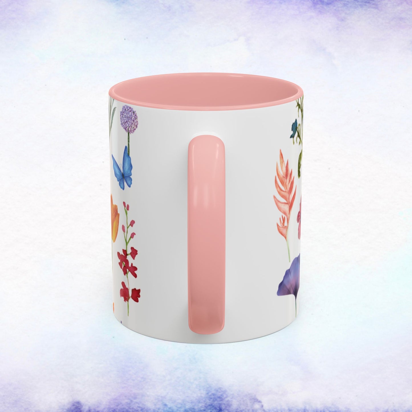 Floral Accent Coffee Mug - Ceramic Drinkware, Flower Mug for Tea Lovers, Gifts for Her, Home Decor, Spring Celebration