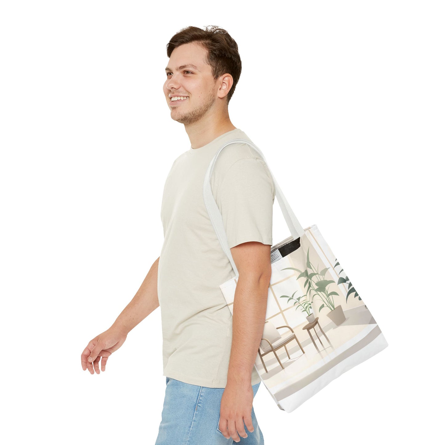 Cozy Home Vibe Tote Bag - Aesthetic Plant Design for Everyday Use