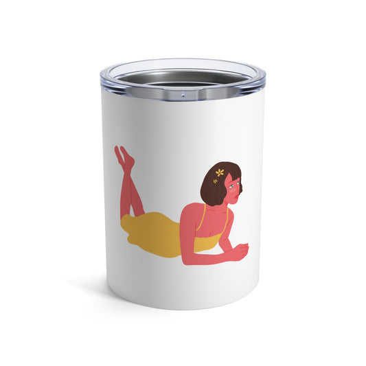 Chic 10oz Tumbler with Relaxing Summer Girl Design - Perfect for Gifts and Everyday Joy