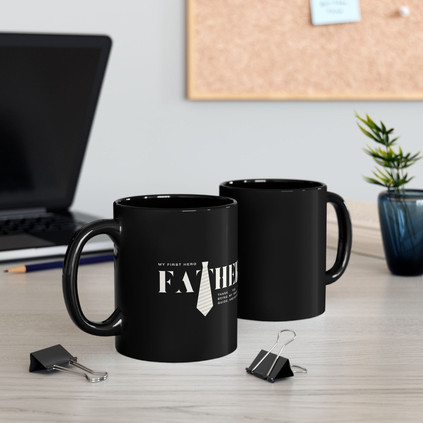 Black Mug for Superhero Dad, 11oz & 15oz
